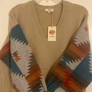 1x Tan Entro sweater - with Aztec sleeves never worn